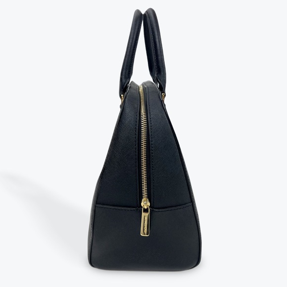 Michael Kors Jet Set Saffiano Leather Large Satchel Bag (Black w/ Gold hardware) - Picture 3 of 8